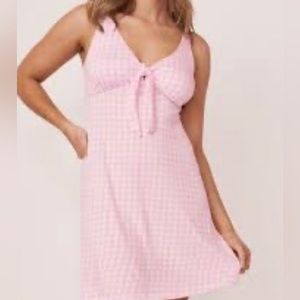 LaVie En Rose Knotted Front Nightie Pink White Checkered XL